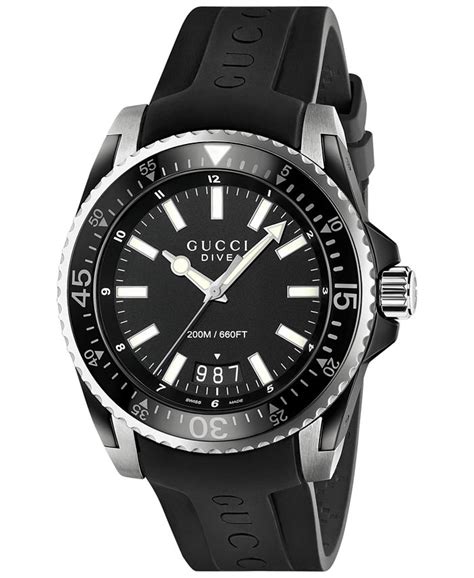 gucci men's swiss dive black rubber strap watch 45mm ya136204|gucci dive watch sale.